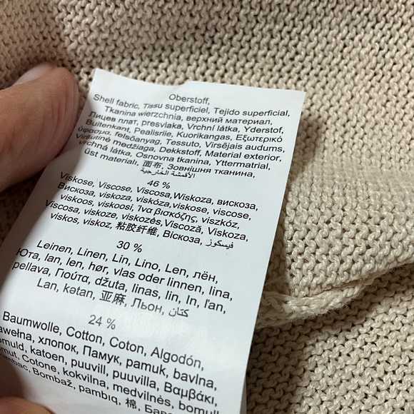 OLSEN Linen Cotton Blend Open Front Cardigan Drawstring Back Roll Tab Sleeves 12 - Picture 11 of 12